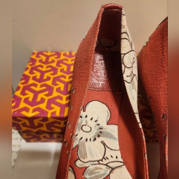 Tory Burch "Tasmin" Floral Print Canvas Jute Sole Flat Espadrilles Sz.7 $218 - Picture 4 of 10